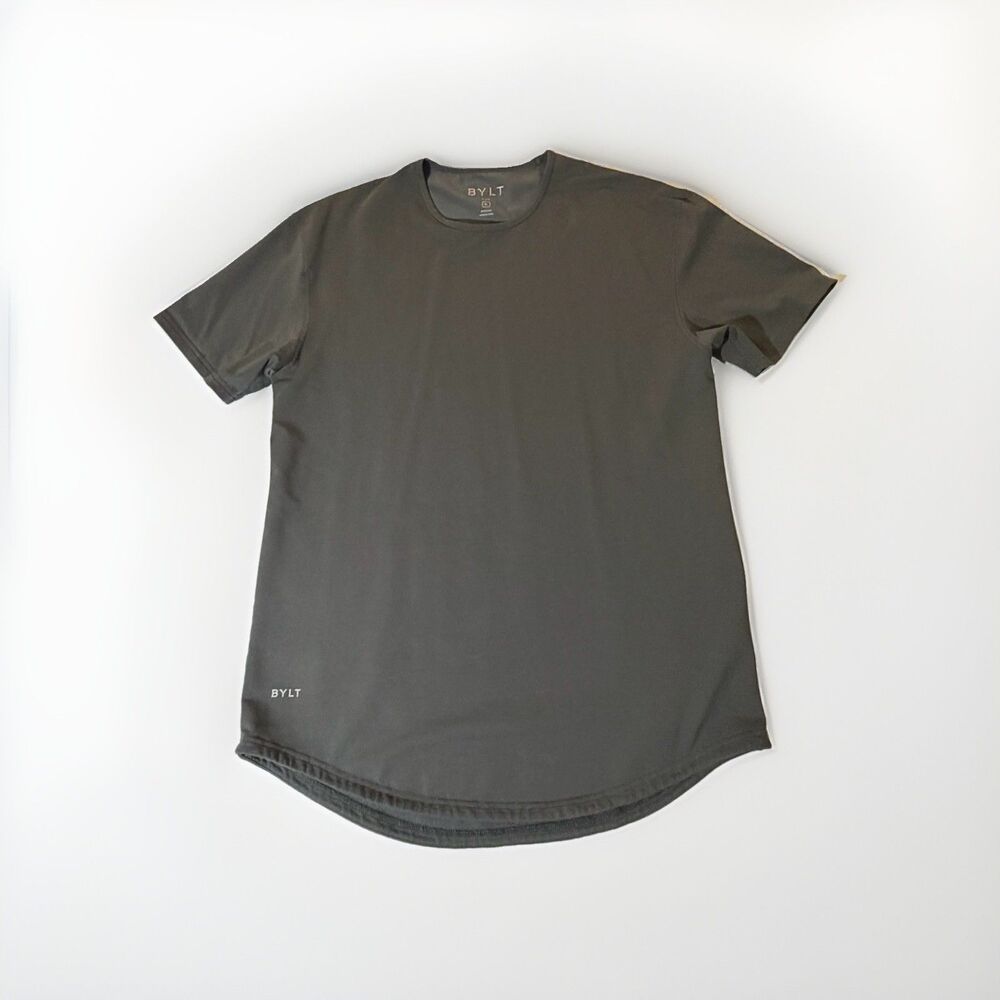 NEW BYLT Basics Lux Drop-Cut Crew Neck T-Shirt Mens XL Charcoal gray Stretch Tee
